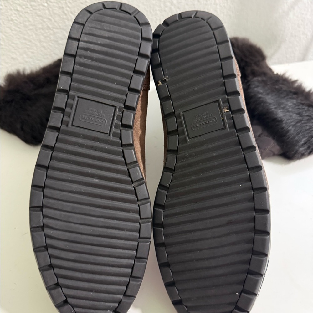 Coach Brown Quilted Shaft Winter Boots with Faux Fur Cuff - Picture 13 of 15